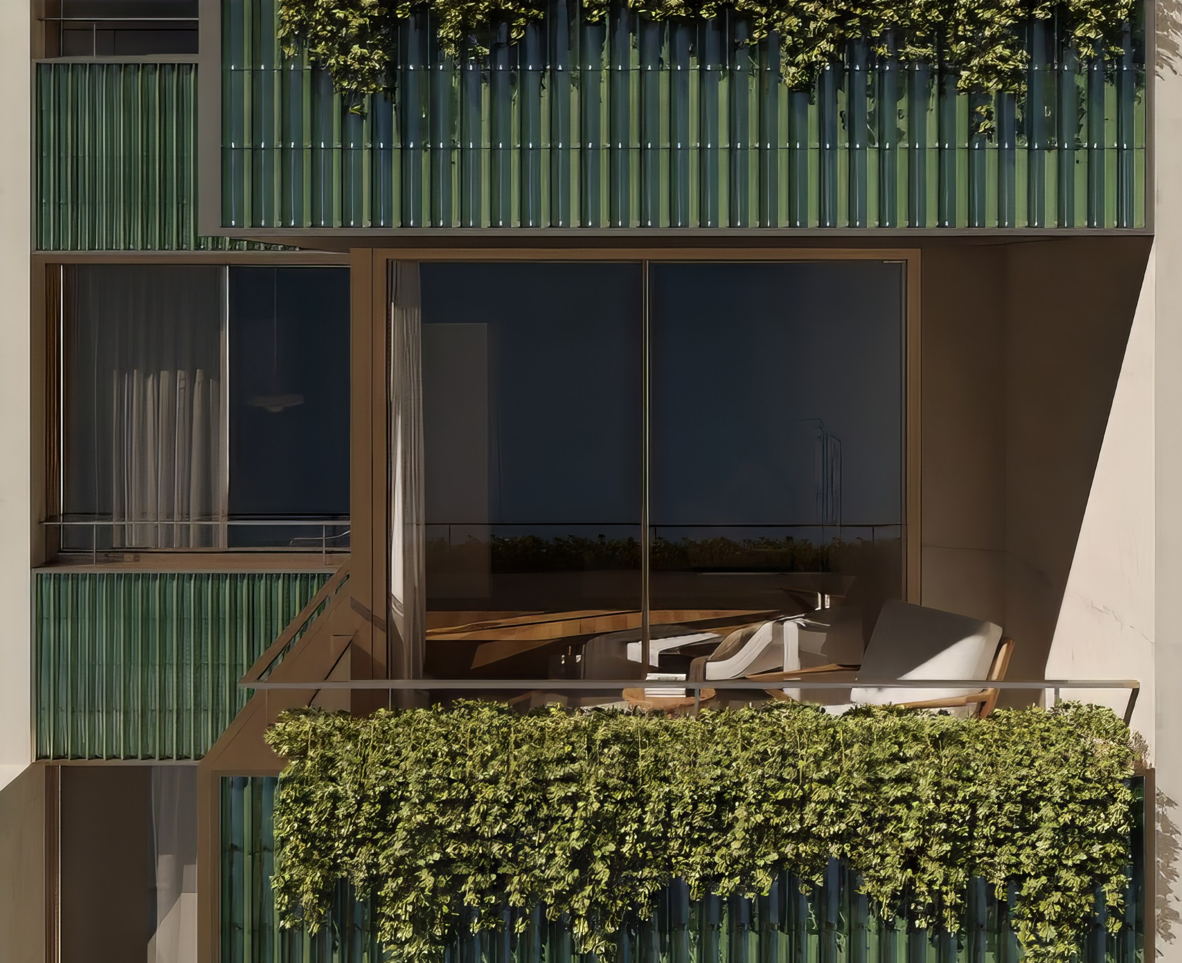Balcony view with green tiles